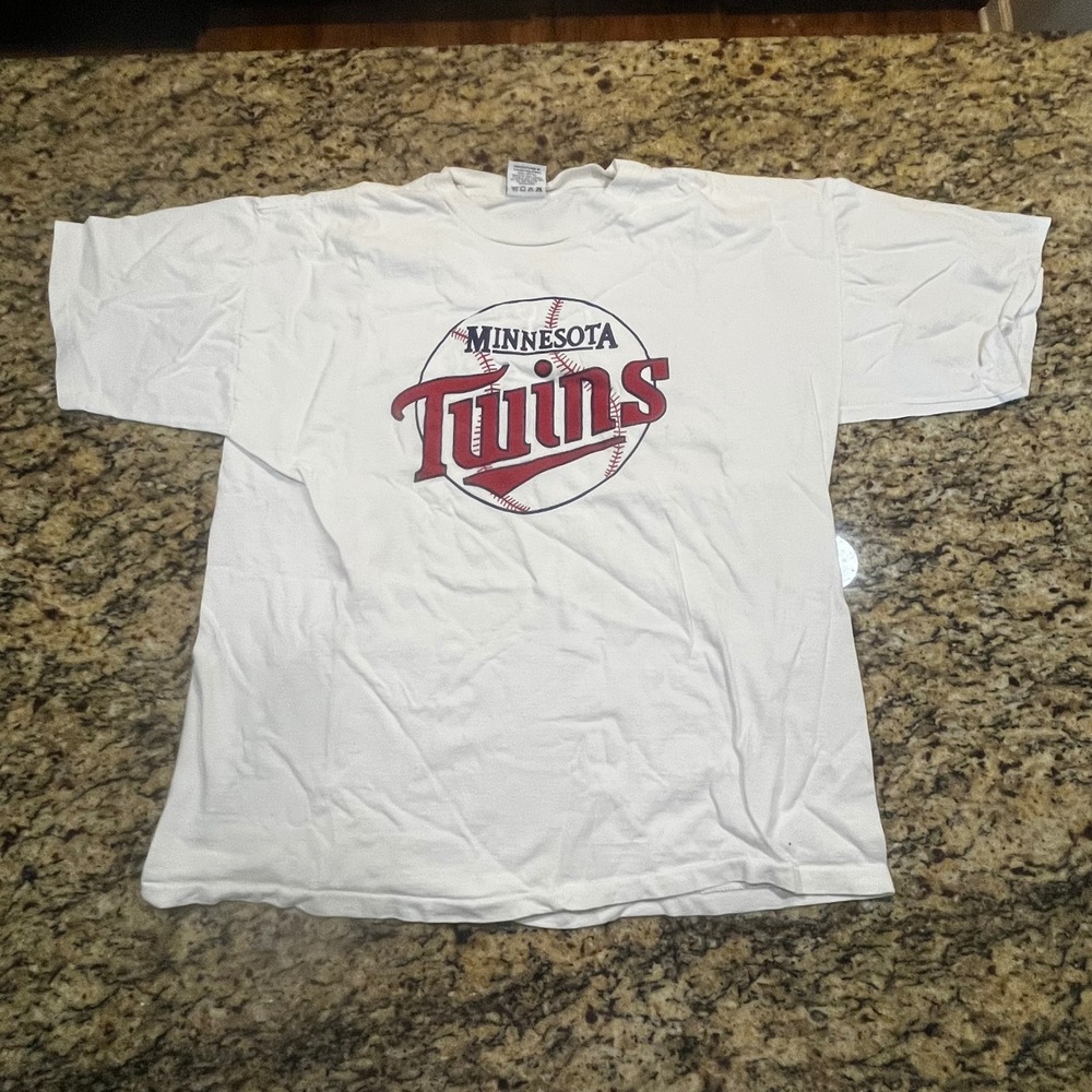 Vintage Minnesota Twins T Shirt Mens XL Harlequin NG White Single Stitch USA MLB